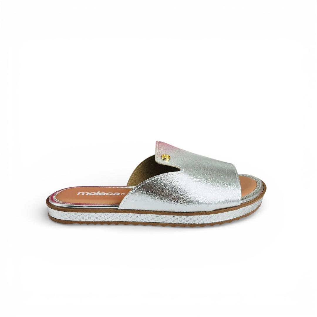 Tamanco Chinelo Moleca Slide Metalizado Dourado Feminino