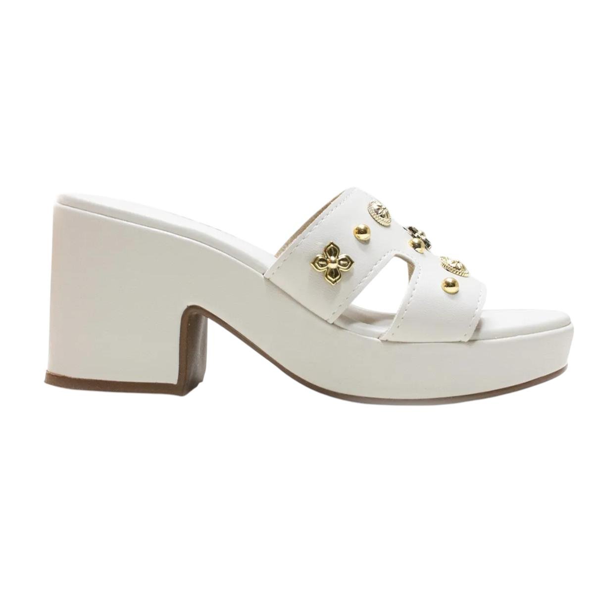 Tamanco Moleca Feminino Napa Tresse Branco Off Confortável Branco 2