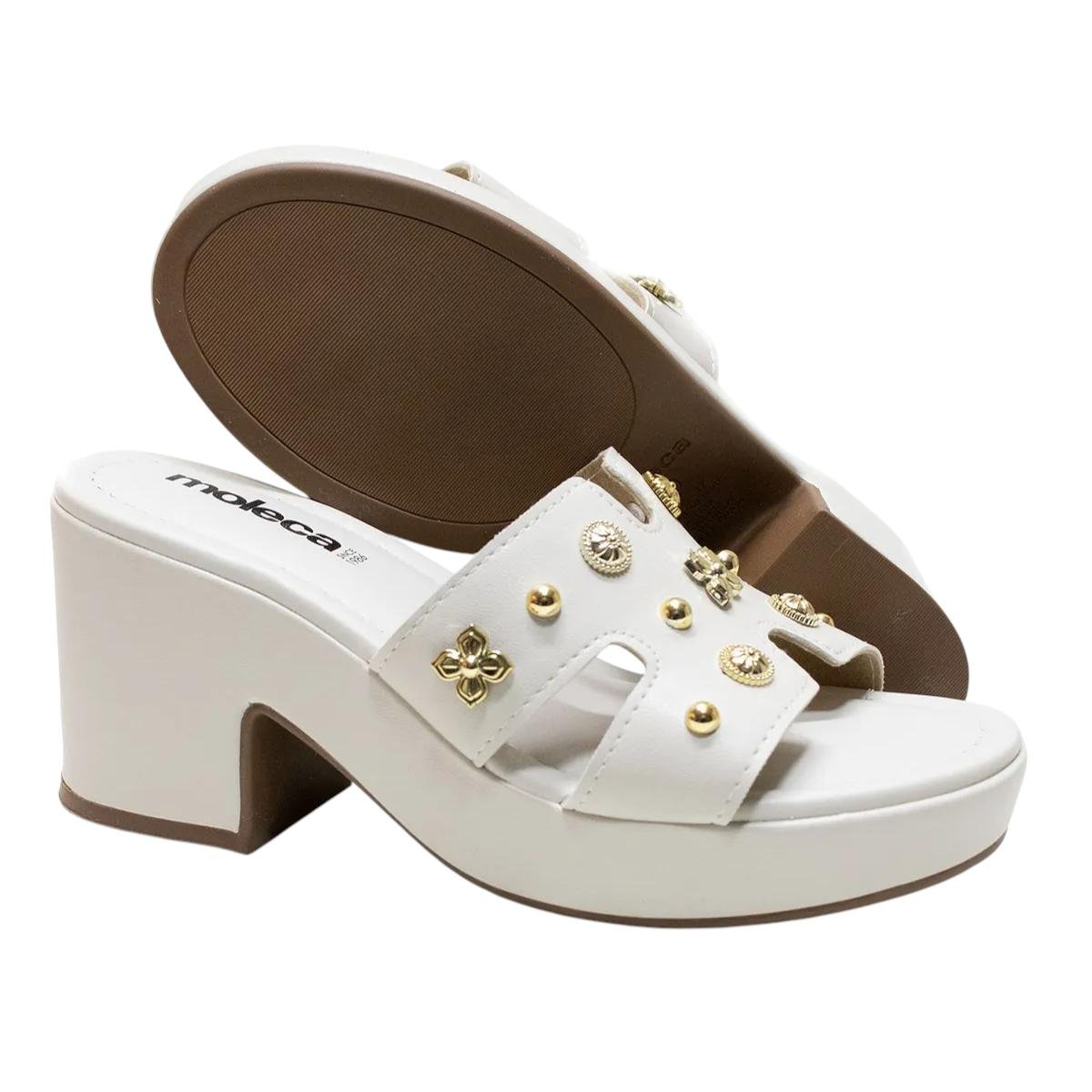 Tamanco Moleca Feminino Napa Tresse Branco Off Confortável Branco 4