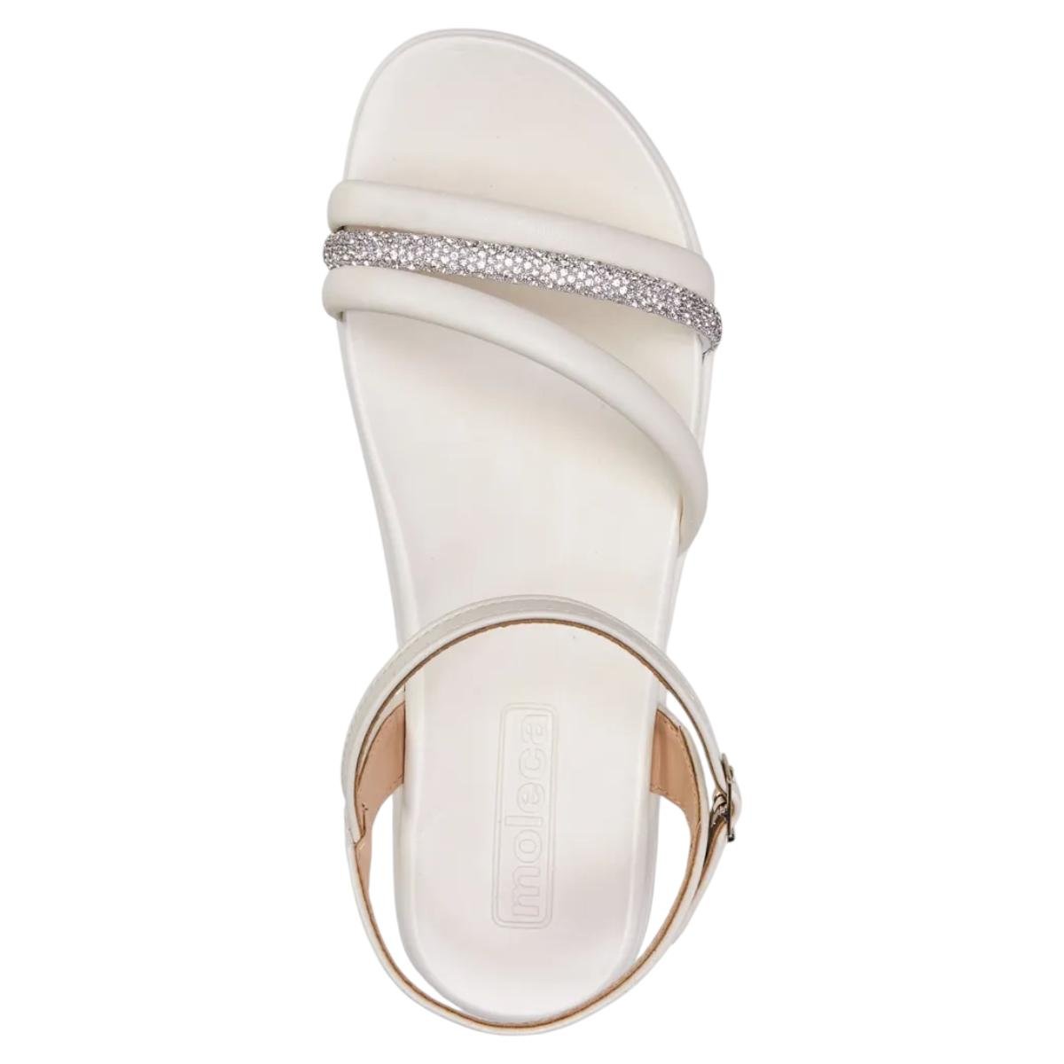 Sandália Moleca Feminina Napa Liso com Tira em brilho Branco 2