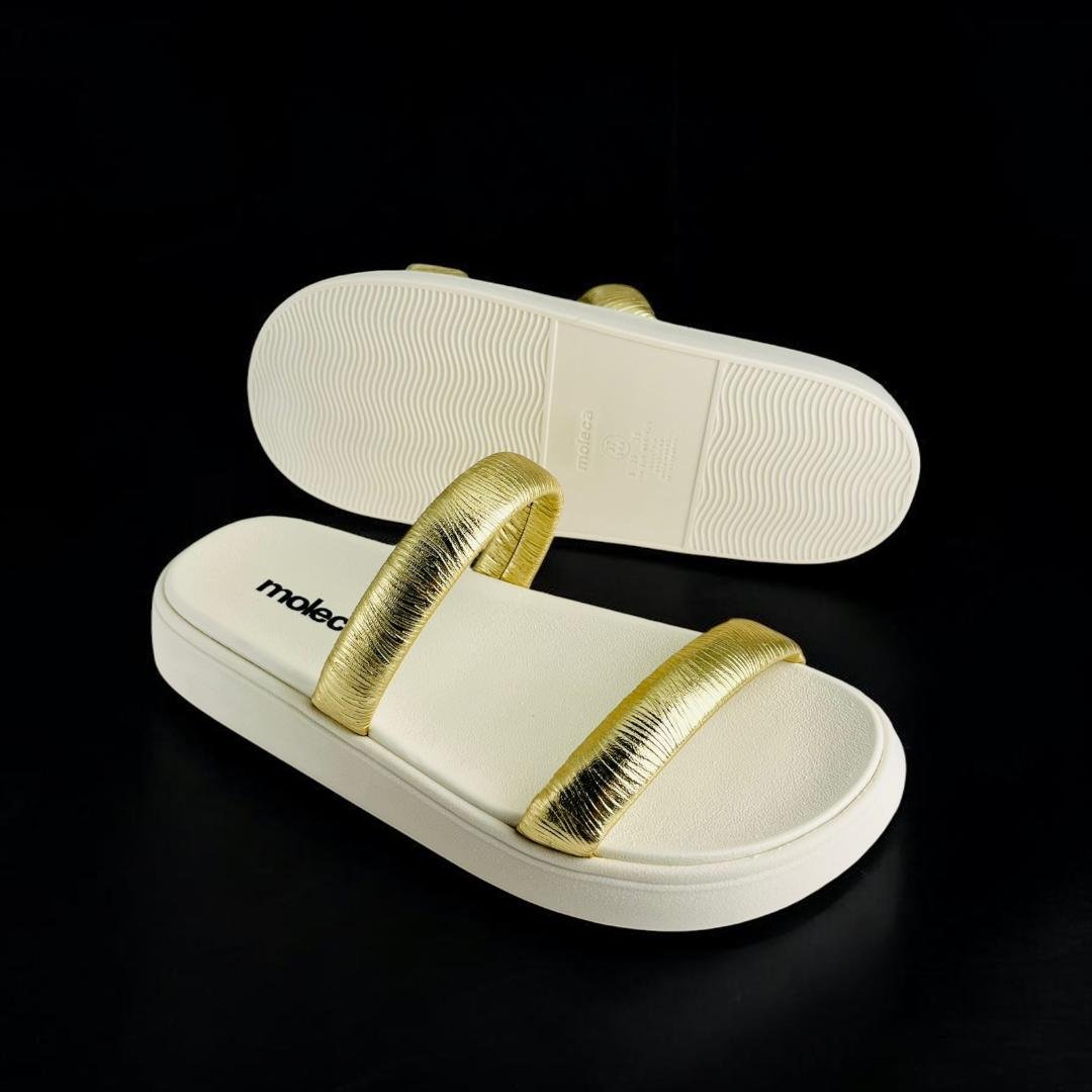 Tamanco Papete Moleca Tira Metalizado Paris Dourado 6