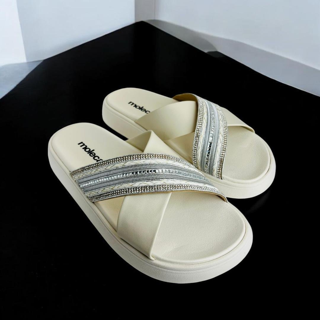 Tamanco Papete Moleca Tiras Cruzada Feminina Branco 2