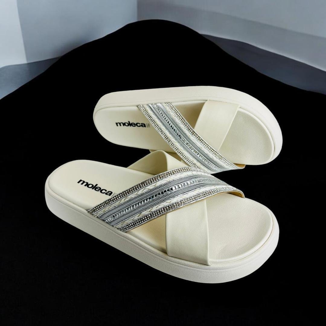 Tamanco Papete Moleca Tiras Cruzada Feminina Branco 3