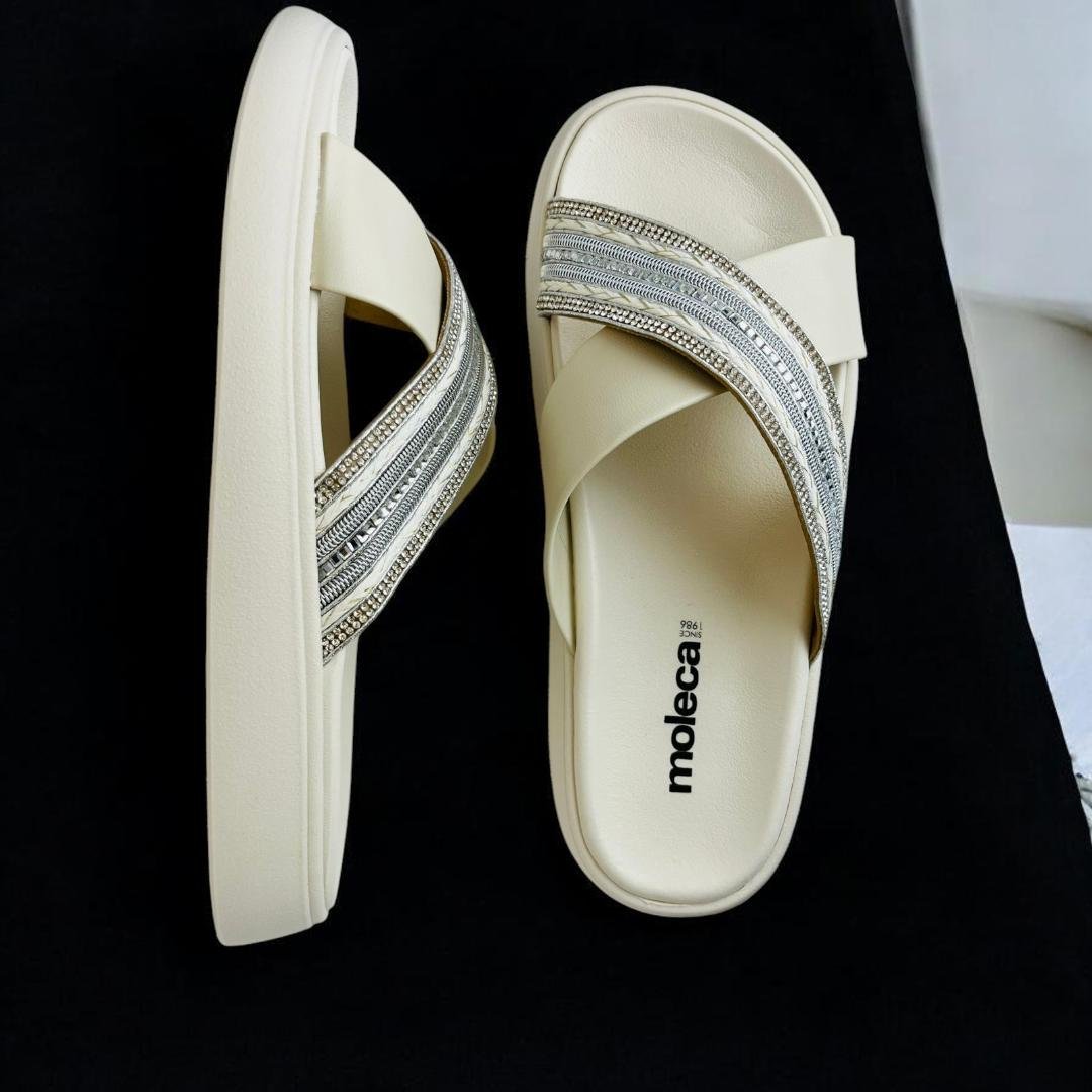 Tamanco Papete Moleca Tiras Cruzada Feminina Branco 4
