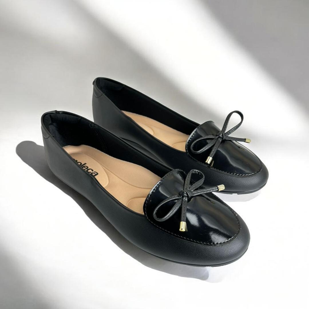 Sapato Moleca Bico Redondo Laço Social Preto 2