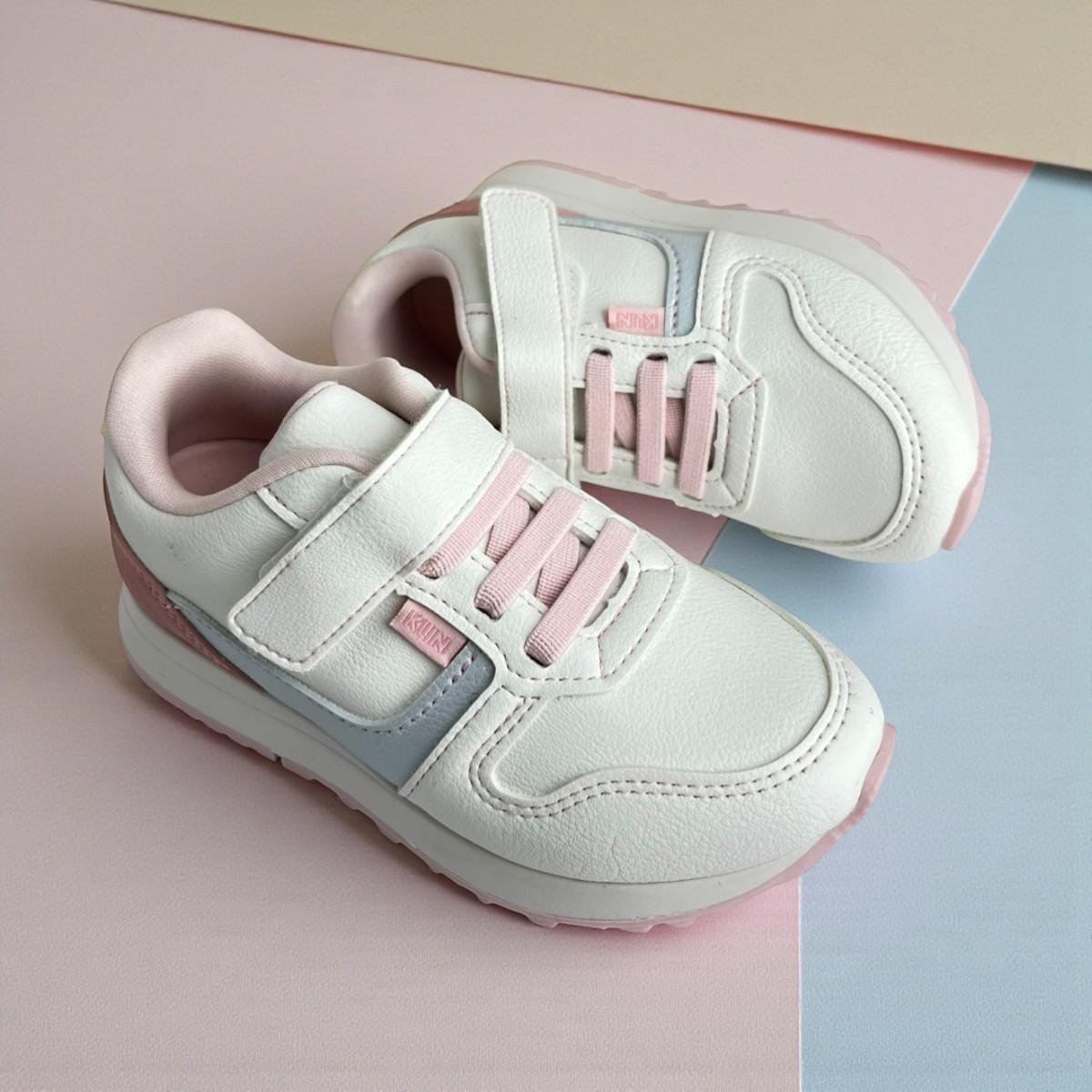Tenis Infantil Meninas Klin Walk Mini Com Fecho Branco 5