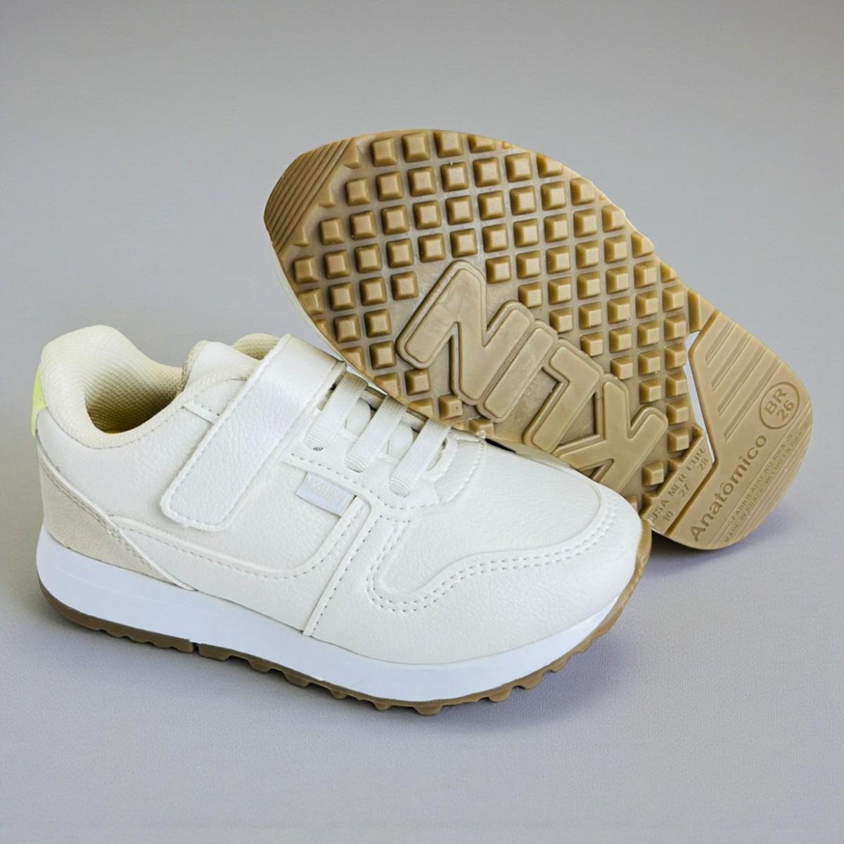 Tenis Infantil Meninas Klin Walk Mini Com Fecho Bege 5