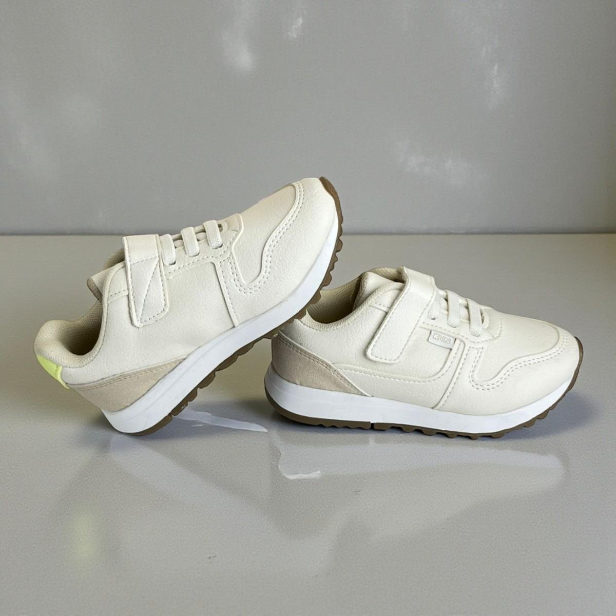 Tenis Infantil Meninas Klin Walk Mini Com Fecho Bege 6