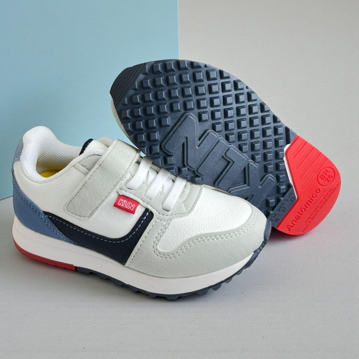 Tenis Esportivo Klin Menino Com um Fecho e Cadarço Branco/Cinza 2