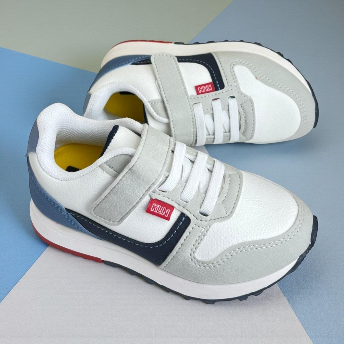 Tenis Esportivo Klin Menino Com um Fecho e Cadarço Branco/Cinza 6
