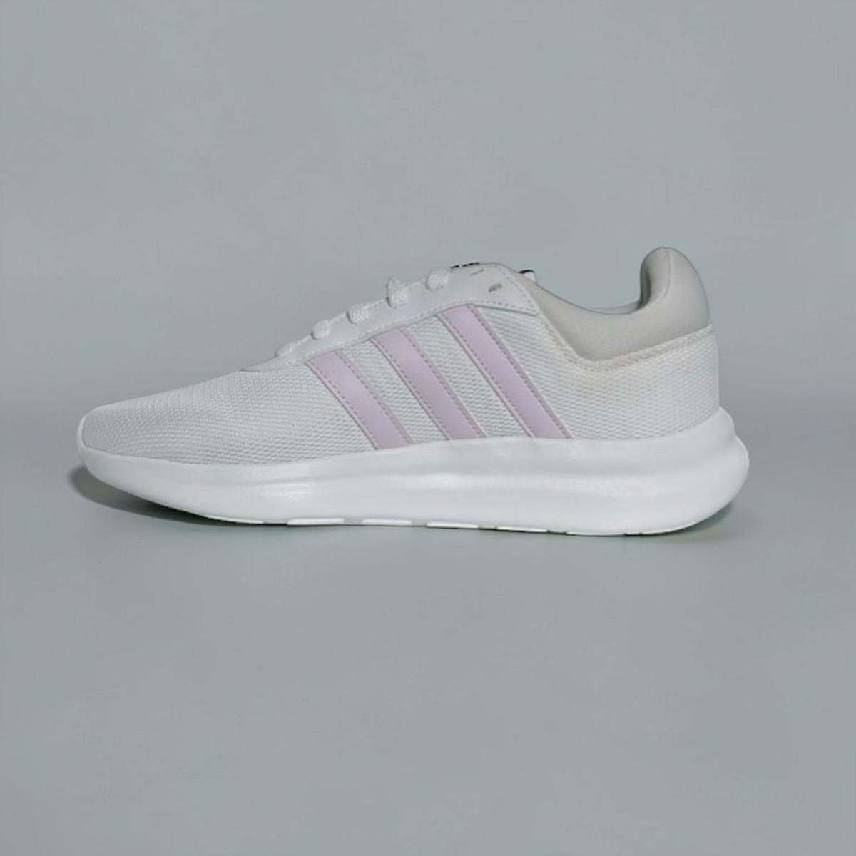 Tênis Adidas Lite Racer 4.0 Feminino Branco e Rosa Cloudfoam Branco 3