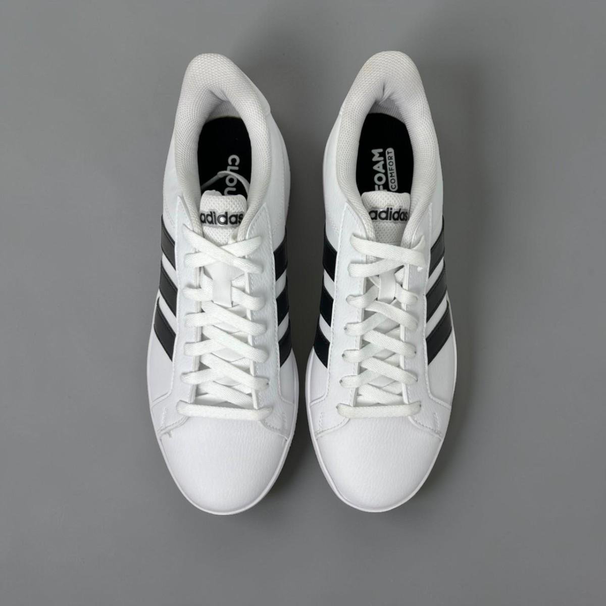 Tênis Adidas Grand Court Base 3.0 Feminino KJ7809 Branco e Preto Branco/Preto 5
