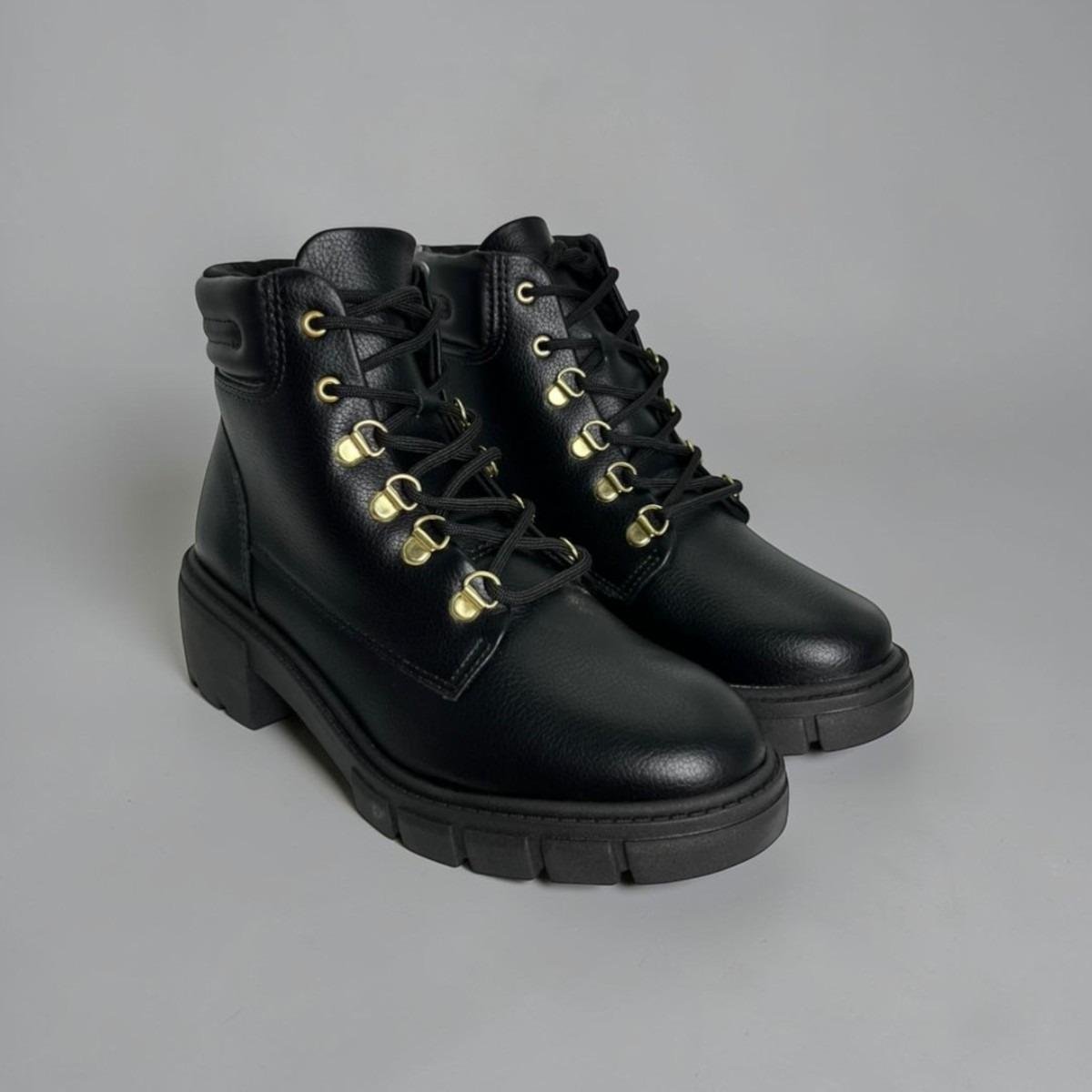 Bota Beira Rio Coturno Napa Floather Preta Salto Tratorado Preto 2