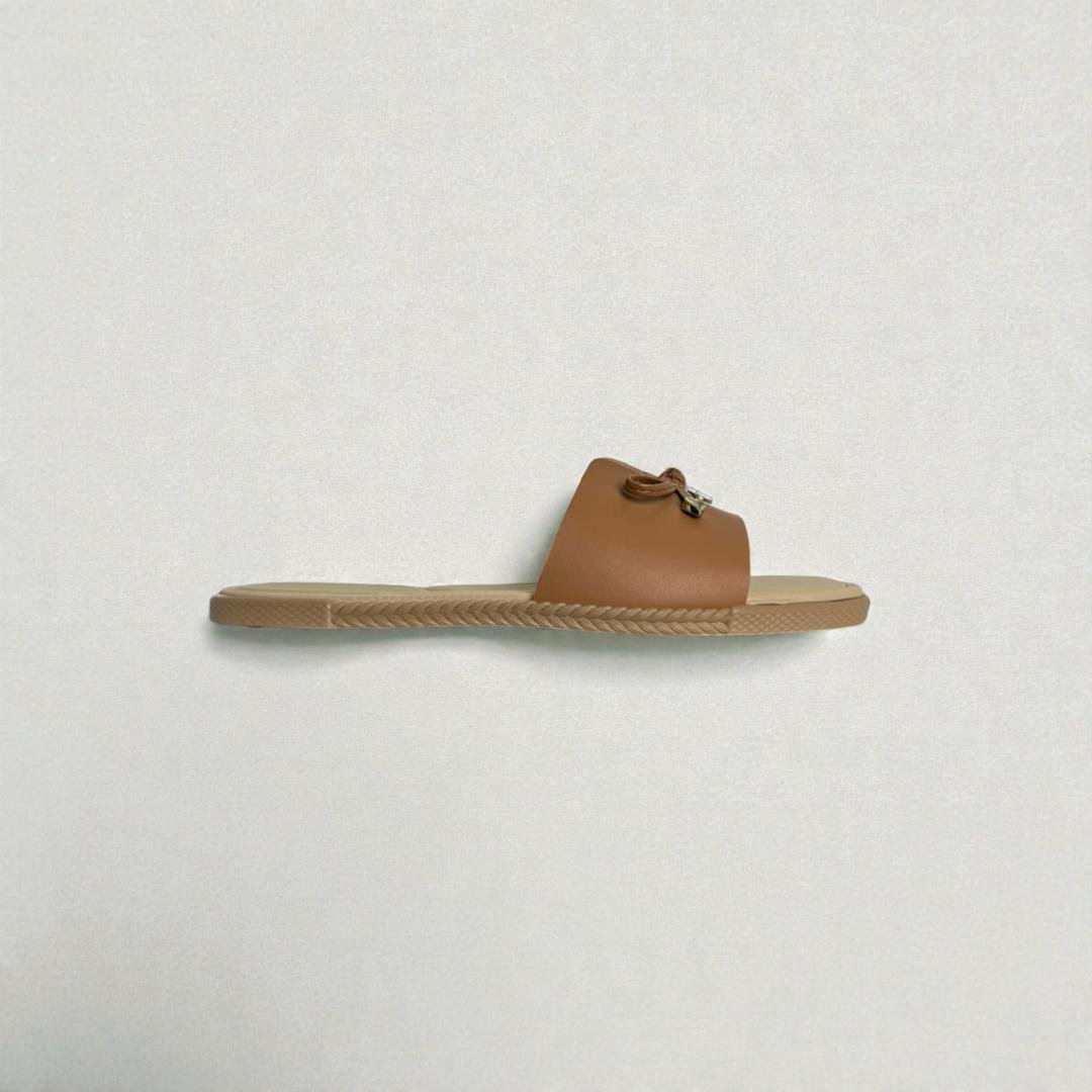 Chinelo Moleca Slide Verniz Nancy Com Laço Feminina Marrom 3