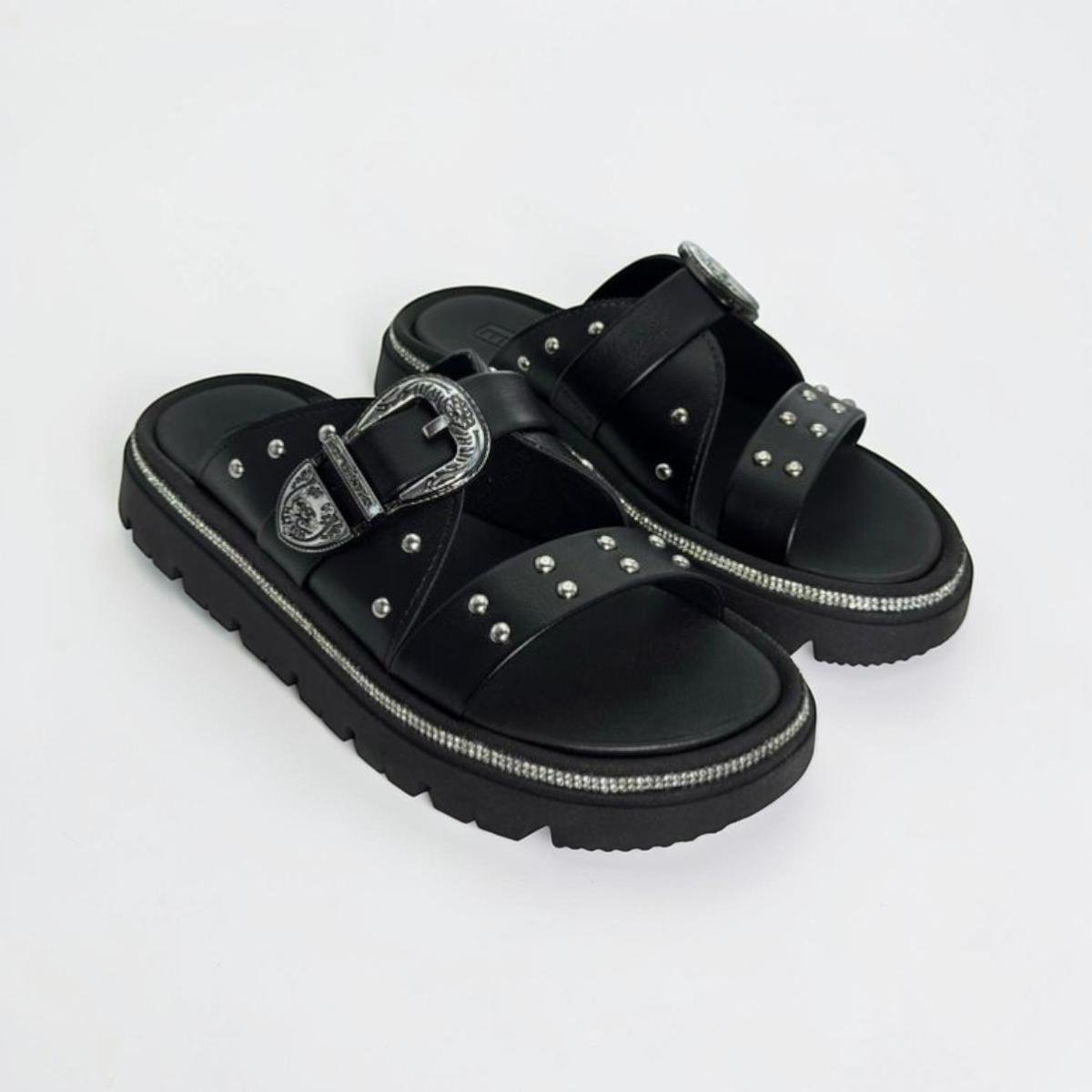 Tamanco Moleca Feminina com detalhe em fivéla Preto 2