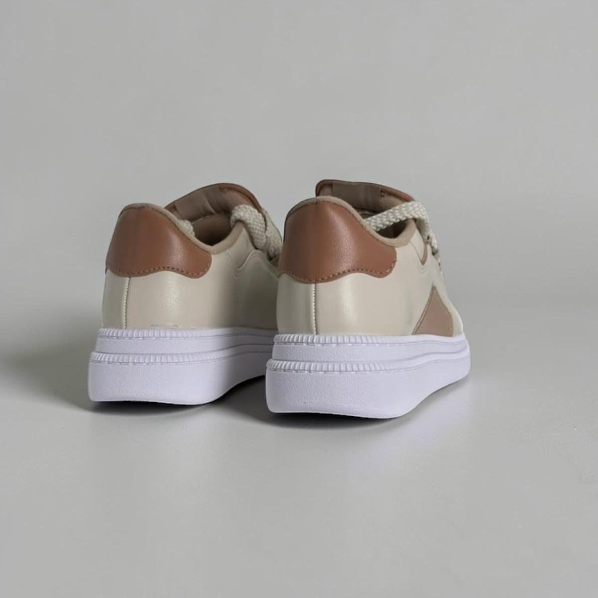 Tênis Moleca Napa Pele Stretch Casual Bege 6