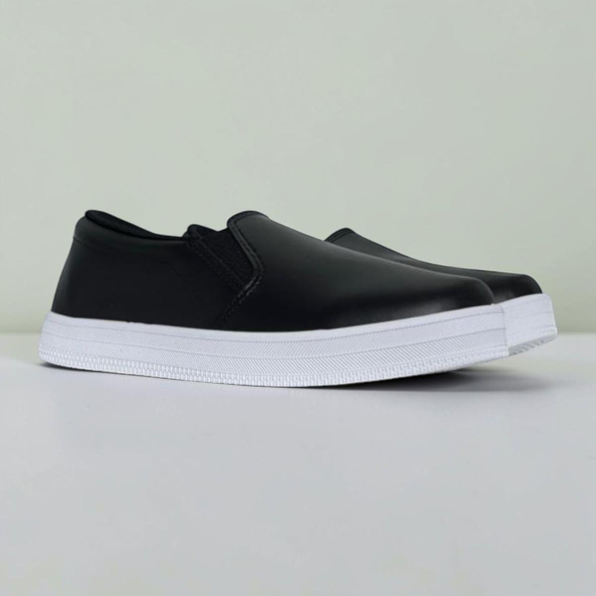 Tênis beira rio slip on calce prático casual dia a dia feminino Preto 3