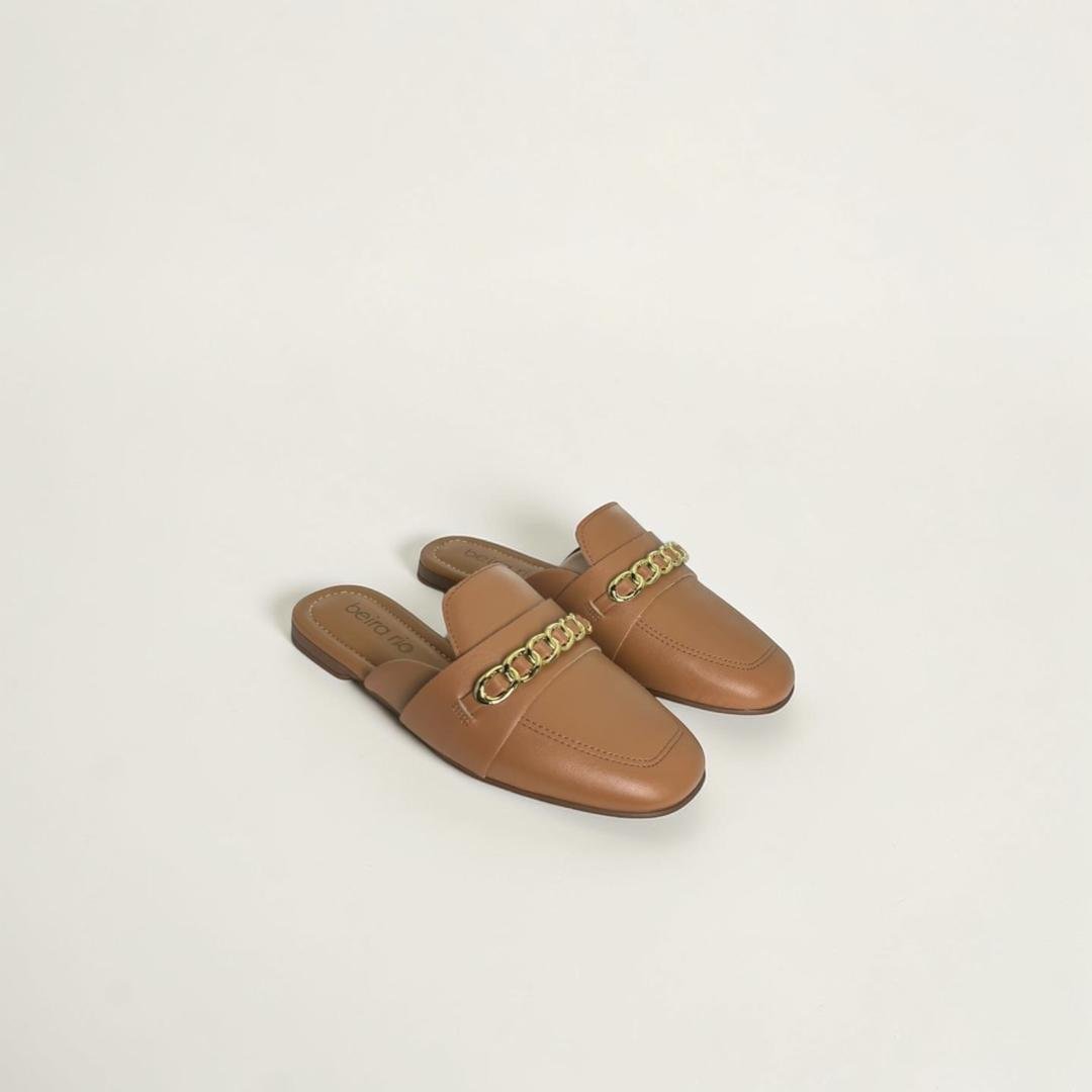 Mule Feminina Beira Rio Napa Turim Camel Marrom 3