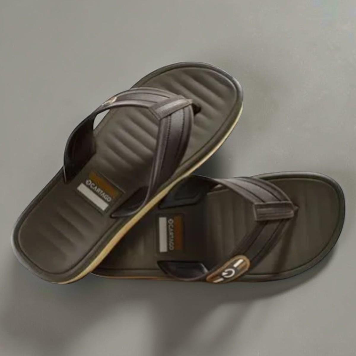 Chinelo Cartago Masculino de Dedo Cinza Paris II Marrom 2