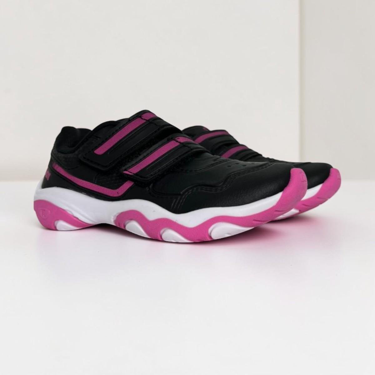 Tênis Infantil Kidy Play Menina Rosa Com Tira Aderente Preto 3