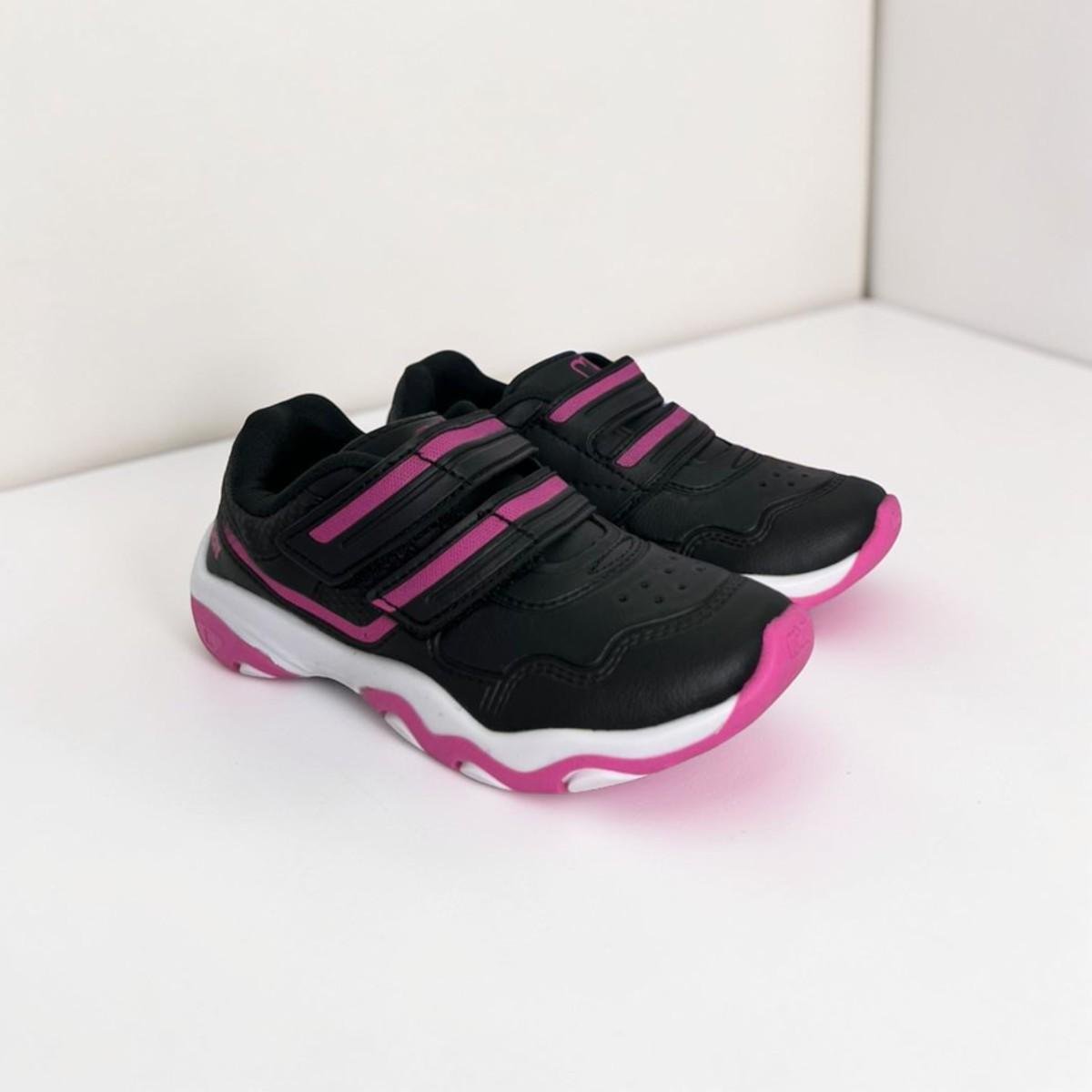 Tênis Infantil Kidy Play Menina Rosa Com Tira Aderente Preto 4