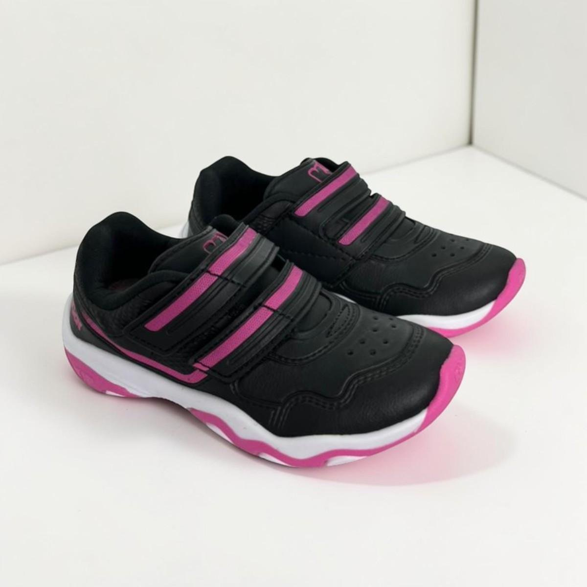 Tênis Infantil Kidy Play Menina Rosa Com Tira Aderente Preto 5