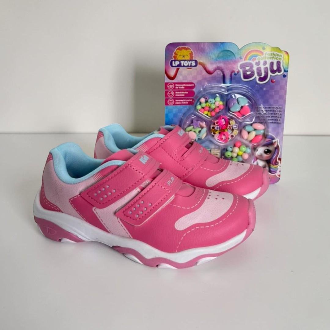 Tênis Infantil Meninas Kidy Play Rosa Com Tira Aderente Rosa 2