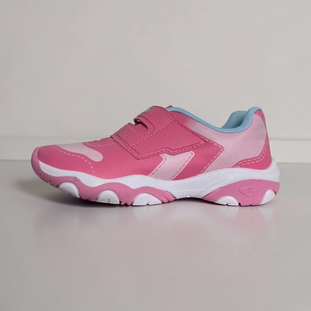 Tênis Infantil Meninas Kidy Play Rosa Com Tira Aderente Rosa 5