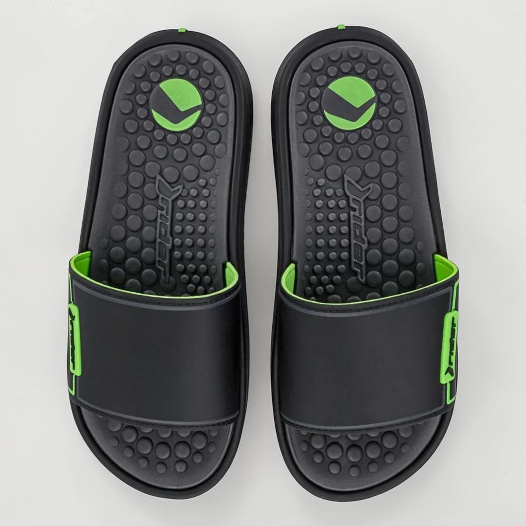Chinelo Rider Pump II Slide Masculino - Preto verde Preto 4