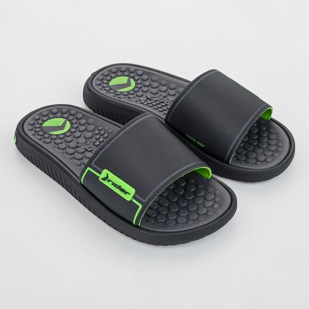 Chinelo Rider Pump II Slide Masculino - Preto verde Preto 5