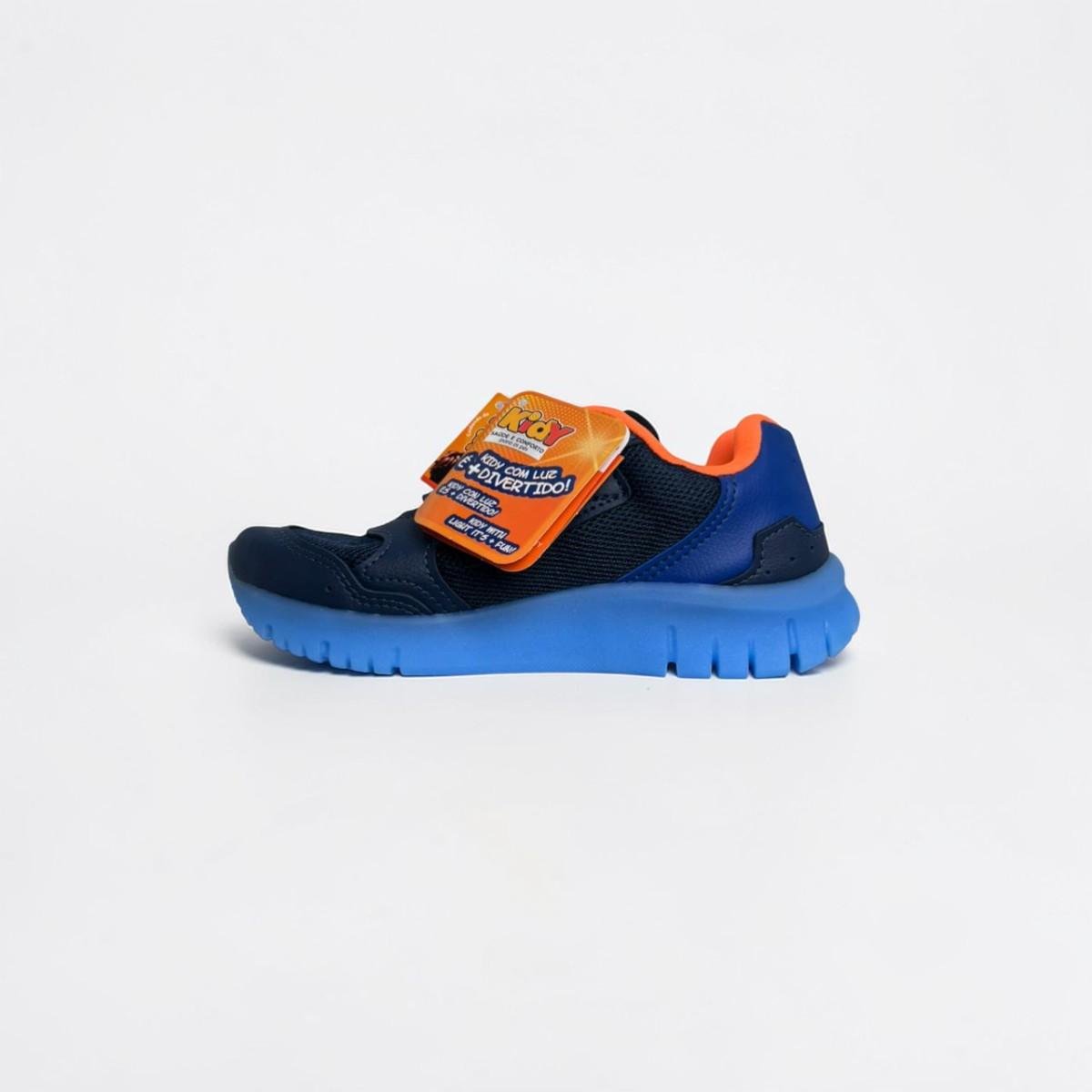 Tênis Infantil Kidy Light Fun LED Menino Leve Confortável Azul Marinho 4