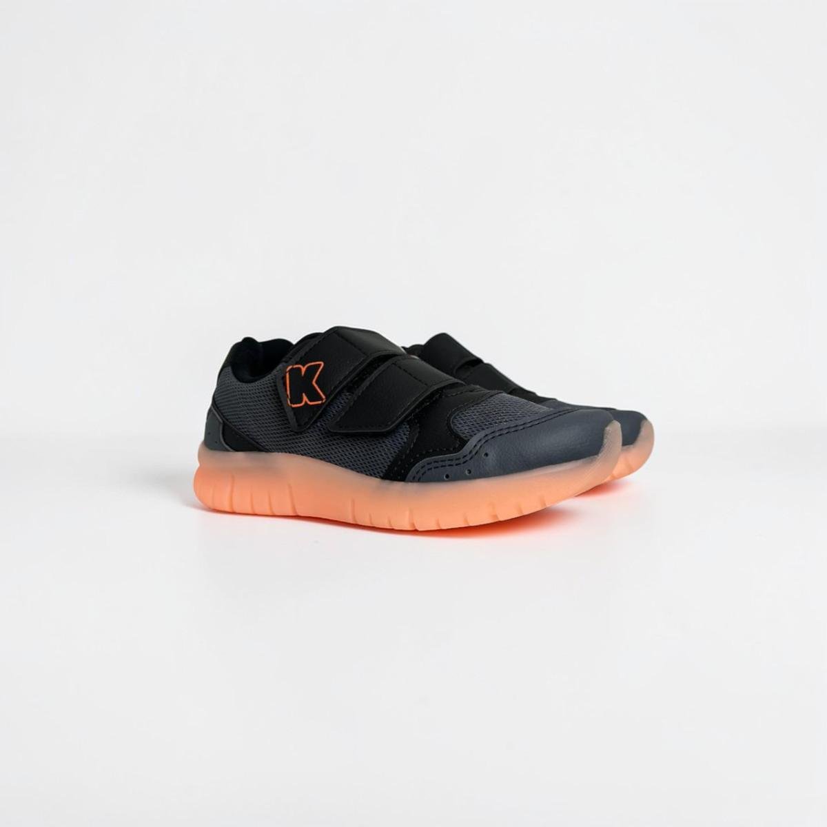 Tênis Infantil Kidy Light Fun LED Preto/Laranja Menino Preto/Cinza 4