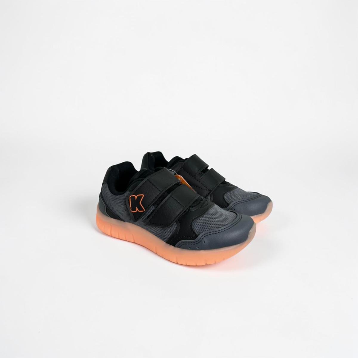 Tênis Infantil Kidy Light Fun LED Preto/Laranja Menino Preto/Cinza 2