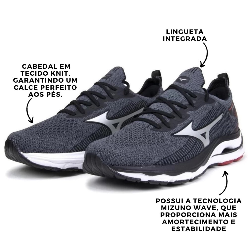 Tênis de Corrida Masculino Mizuno Mirai 5 Cinza Chumbo Cinza 4