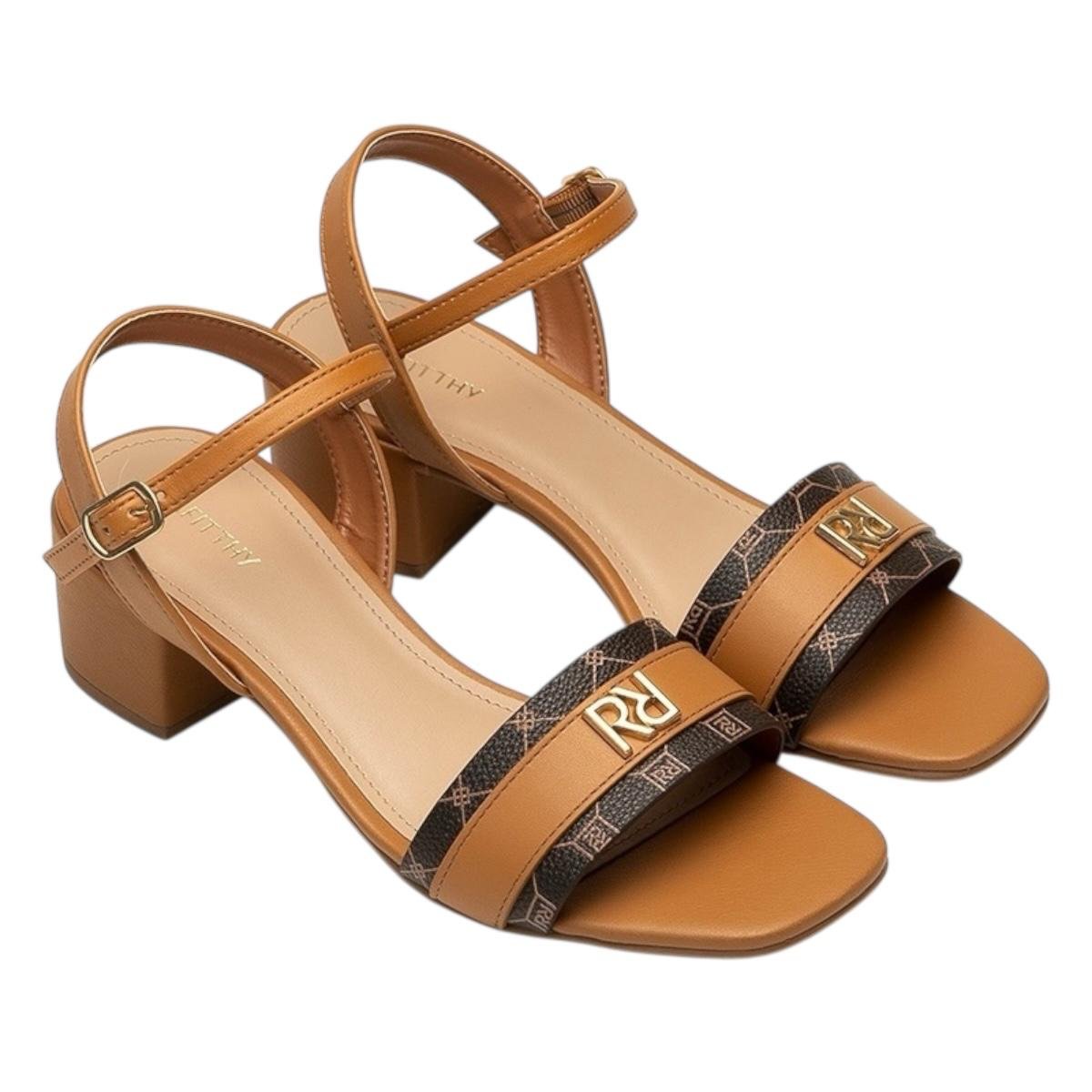 SANDALIA RAFITTHY FEMININO SALTO MEDIO CASUAL 18.96011A CARAMELO Caramelo 2