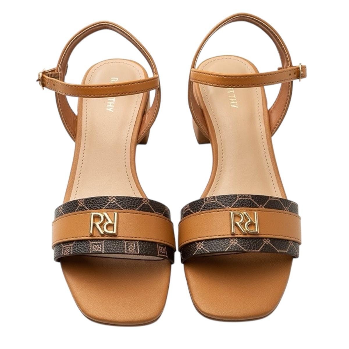 SANDALIA RAFITTHY FEMININO SALTO MEDIO CASUAL 18.96011A CARAMELO Caramelo 3