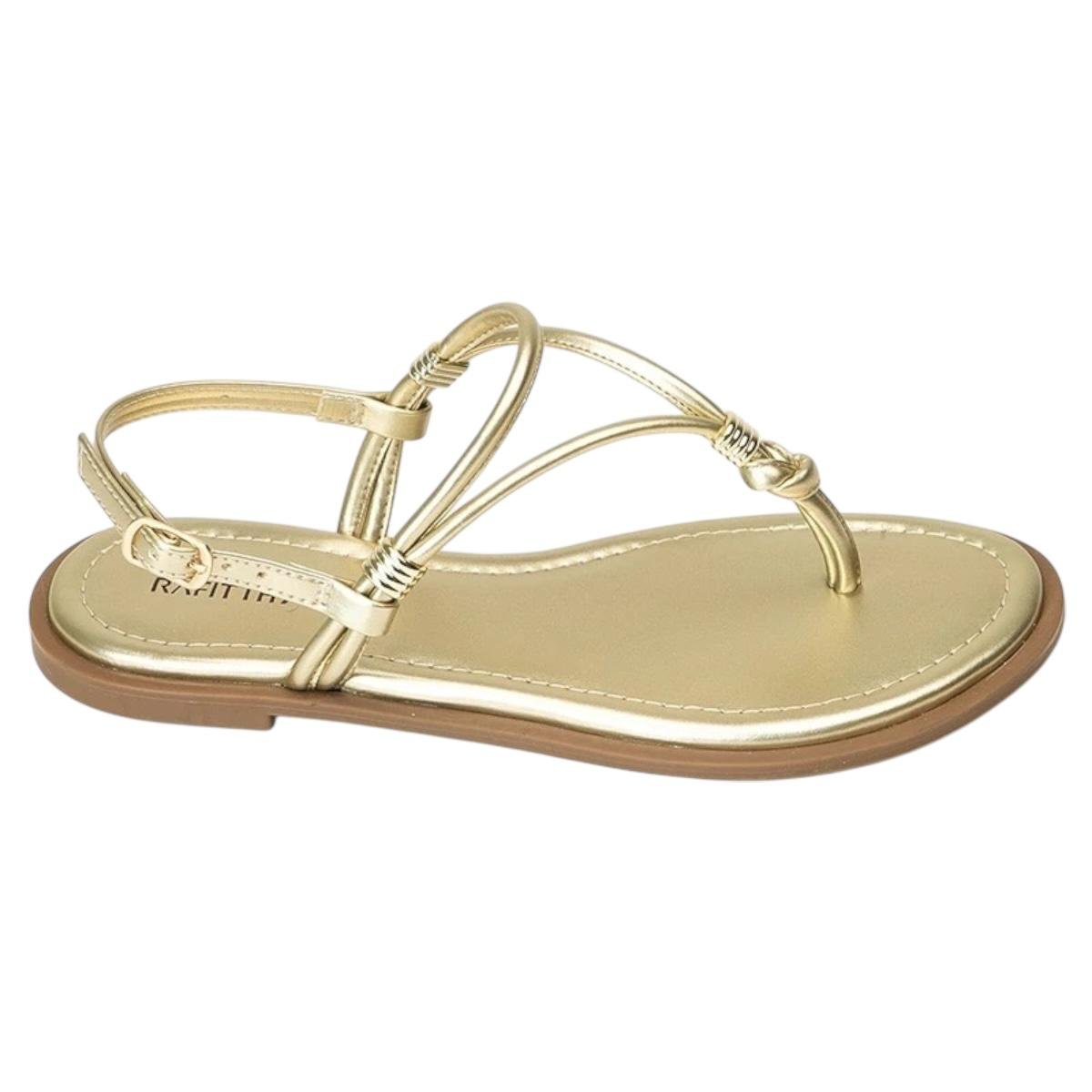 SANDALIA RAFITTHY FEMININA RASTEIRA CASUAL 18.56005A DOURADO