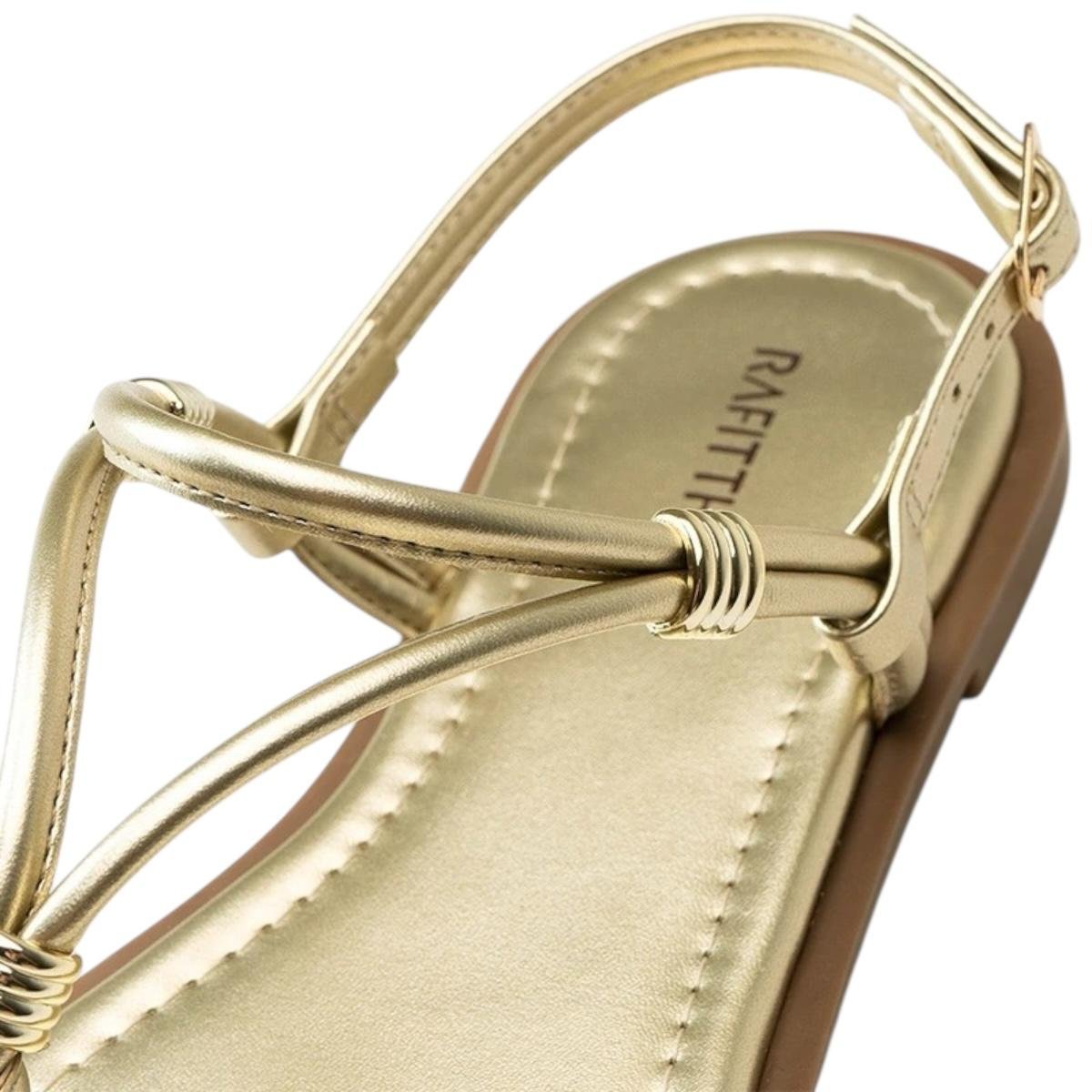SANDALIA RAFITTHY FEMININA RASTEIRA CASUAL 18.56005A DOURADO Dourado 4