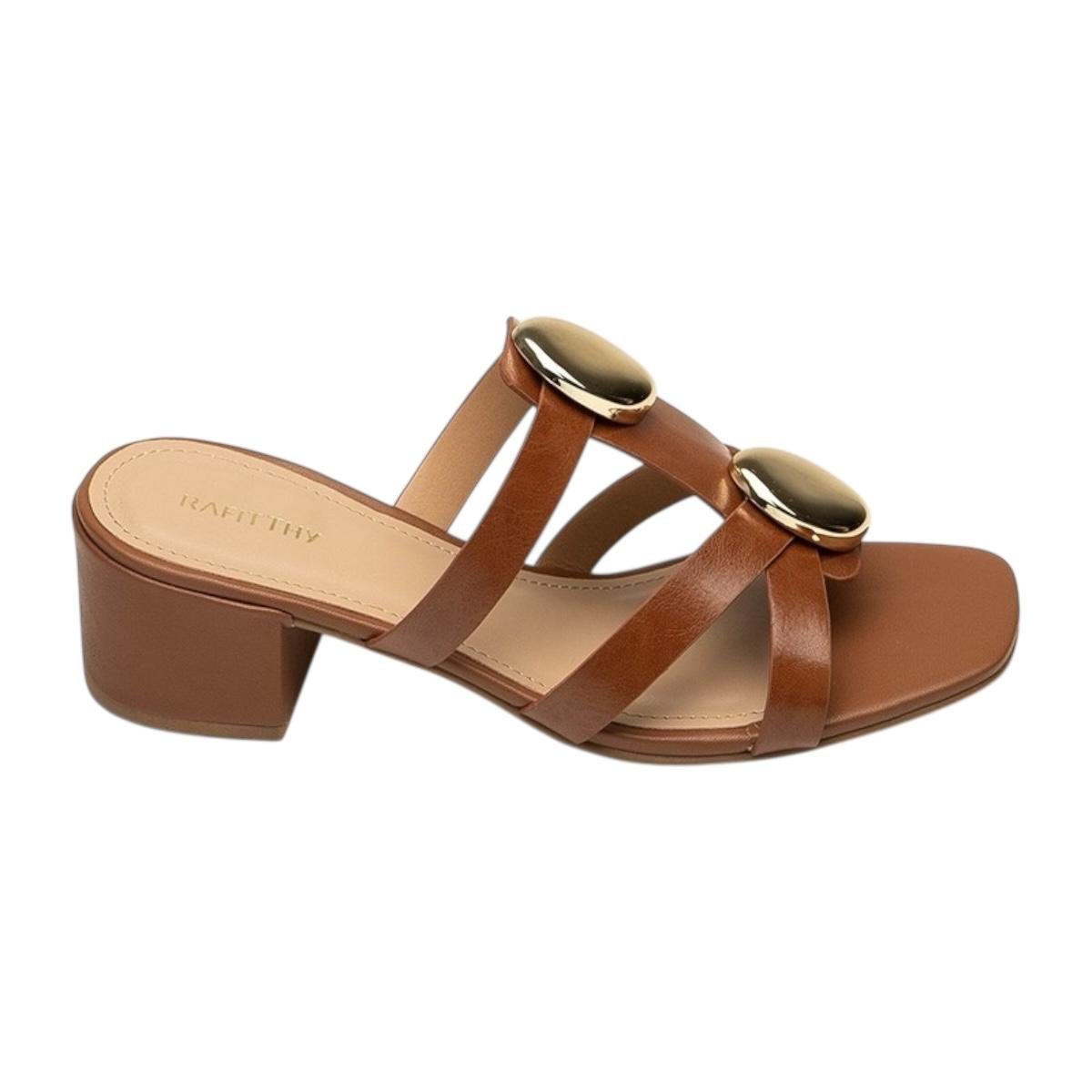 TAMANCO RAFITTHY FEMININO SALTO MEDIO CASUAL 18.96003A MARROM