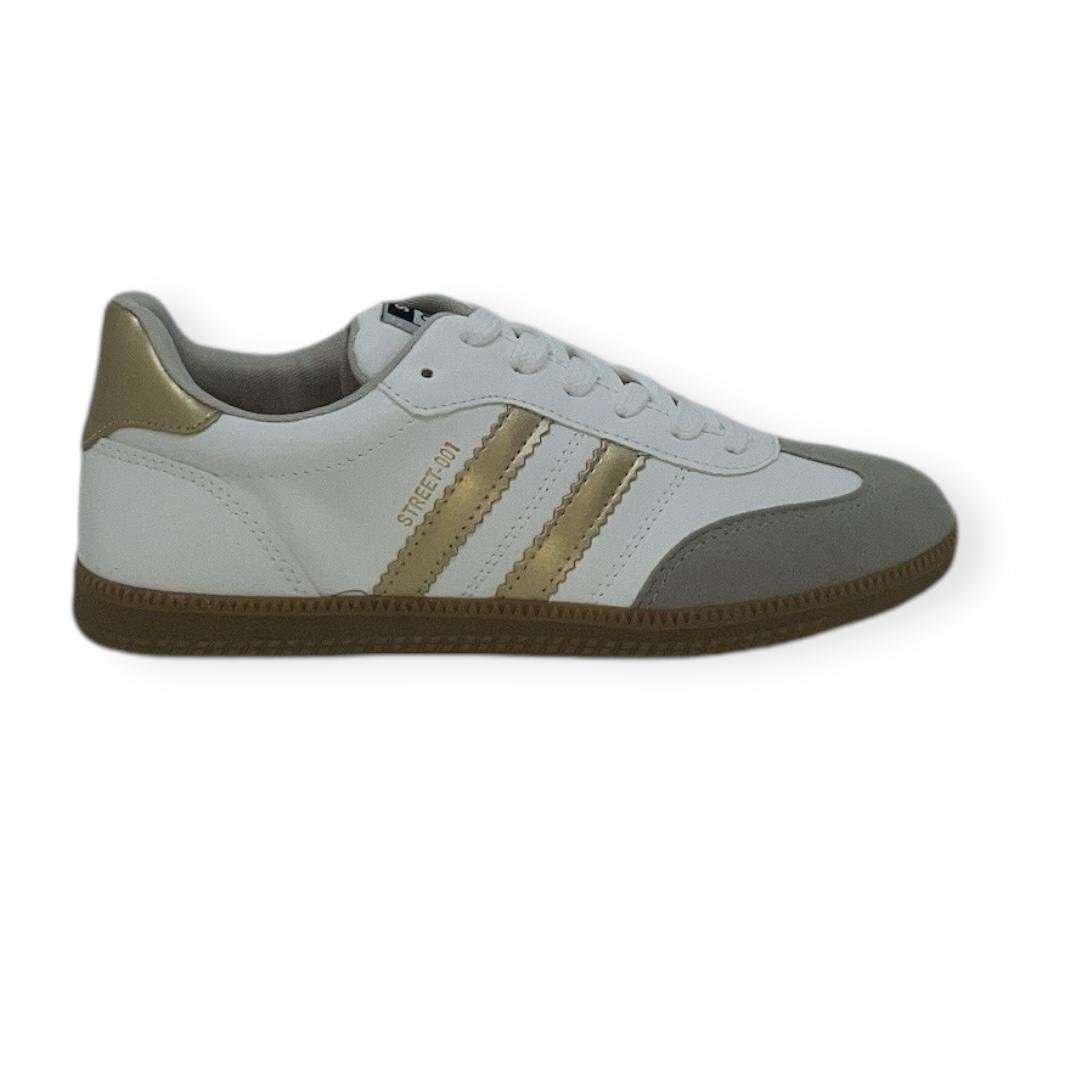 TENIS FEMININO STREET CASUAL SUA CIA 8355.15421 BRANCO/DOURADO