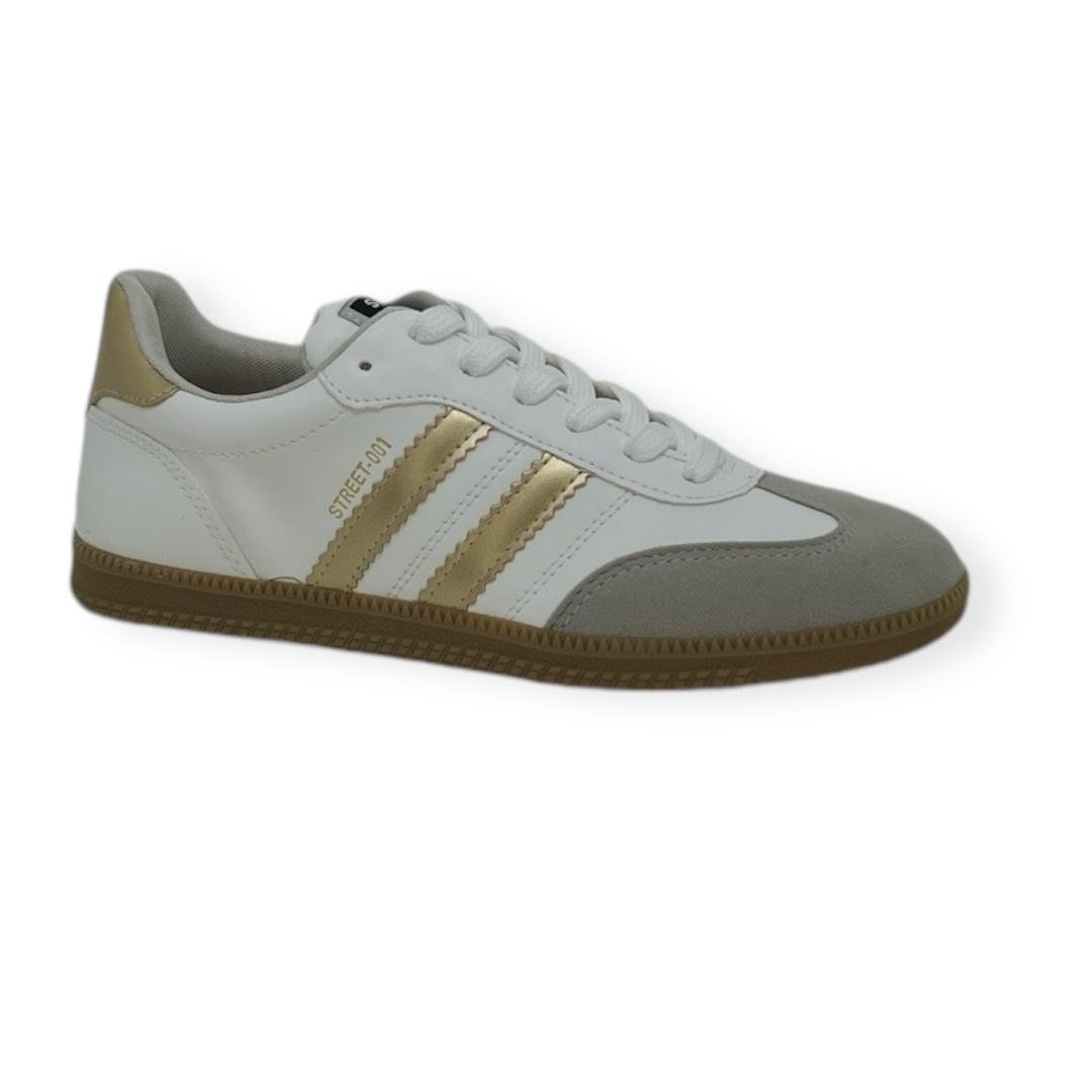 TENIS FEMININO STREET CASUAL SUA CIA 8355.15421 BRANCO/DOURADO Branco/Dourado 2