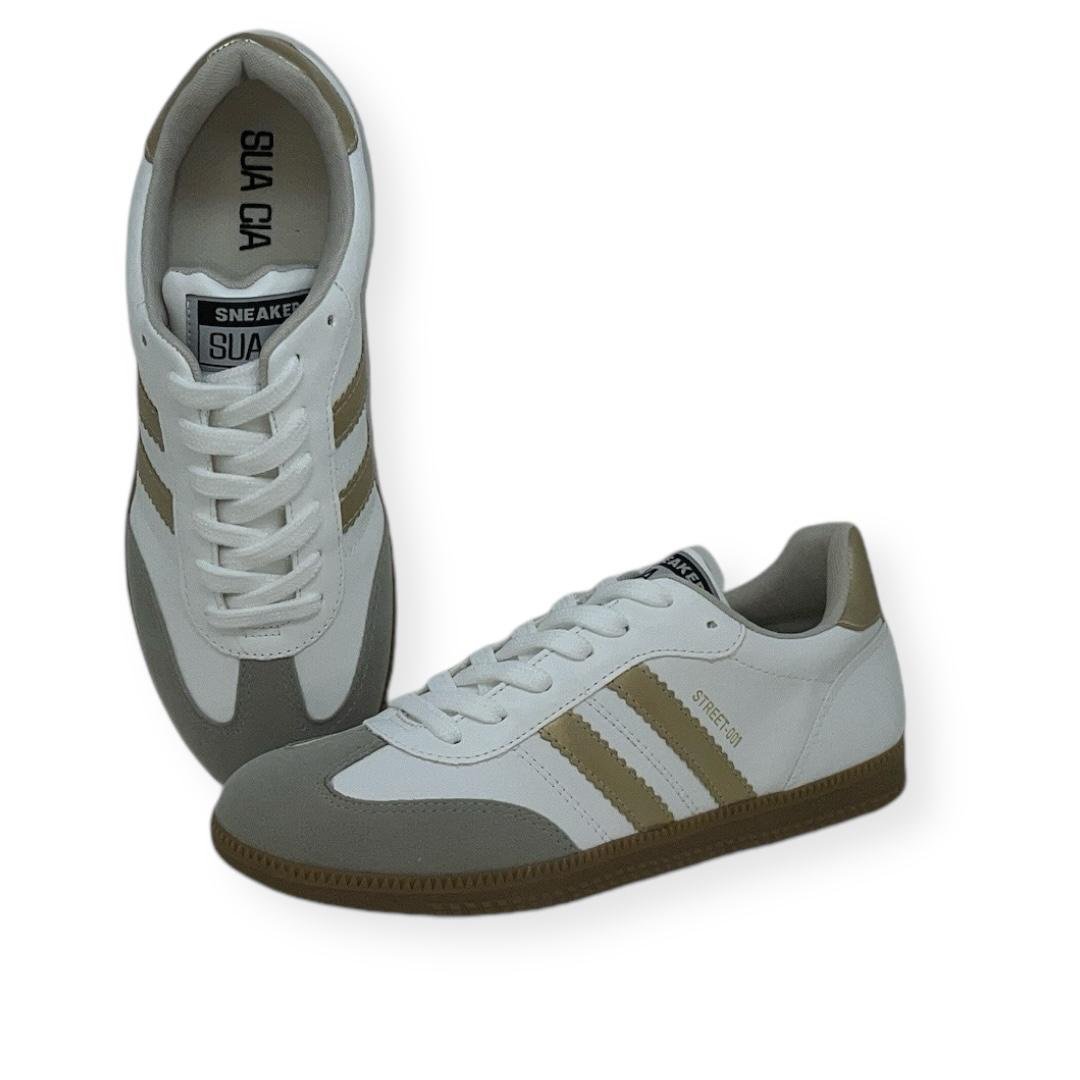 TENIS FEMININO STREET CASUAL SUA CIA 8355.15421 BRANCO/DOURADO Branco/Dourado 3