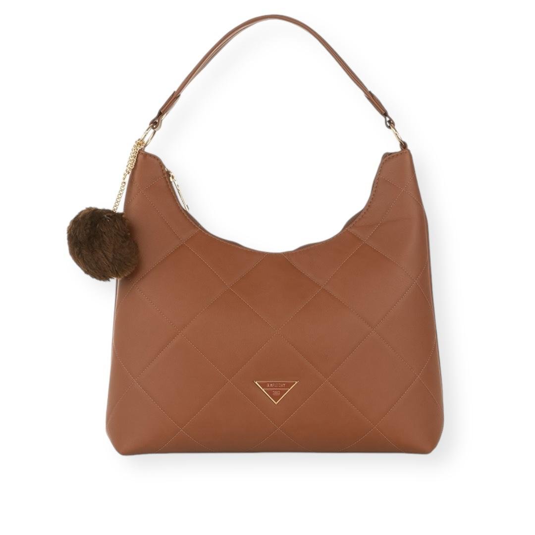 BOLSA RAFITTHY FEMININA CASUAL 28.24187A CARAMELO