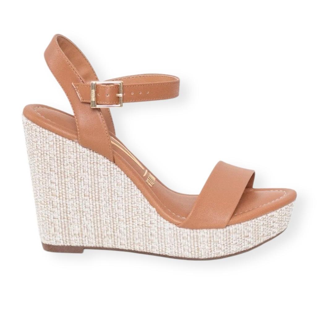 SANDALIA VIZZANO FEMININA ANABELA SALTO ALTO CASUAL 6283.2000 CARAMELO