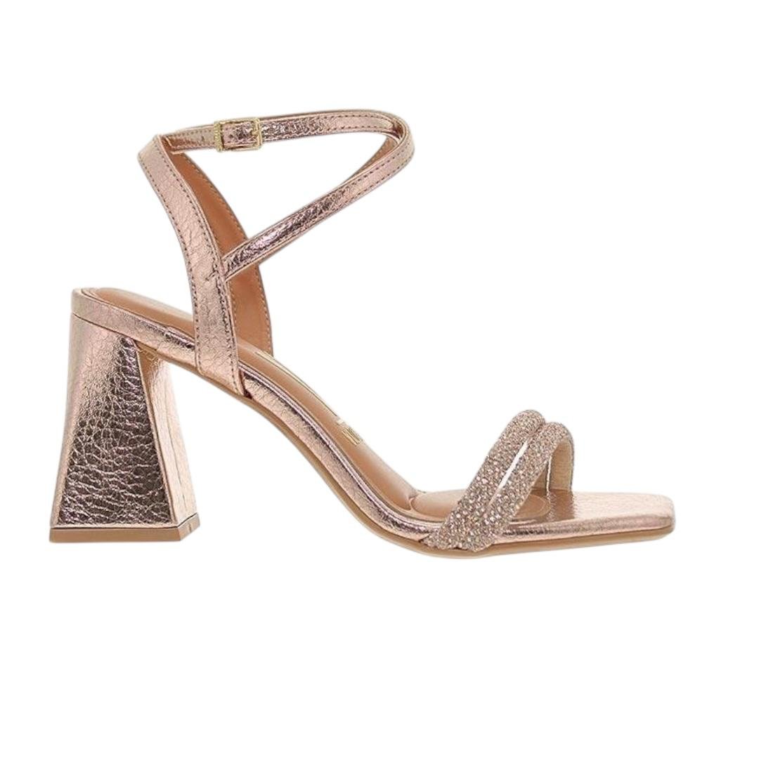 SANDALIA VIZZANO FEMININA SALTO BLOCO MEDIO STRASS CASUAL 6464.419 ROSA