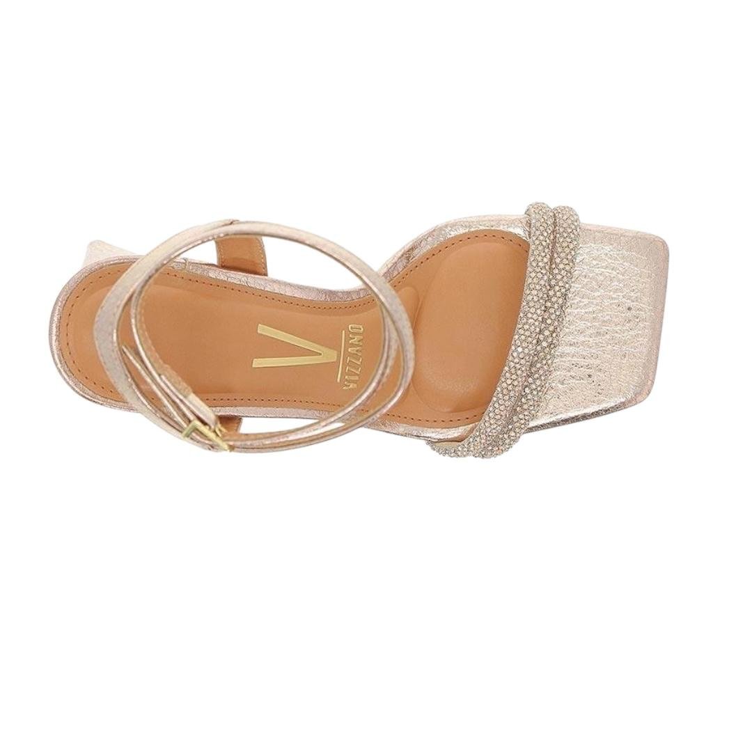 SANDALIA VIZZANO FEMININA SALTO BLOCO MEDIO STRASS CASUAL 6464.419 ROSA Rose Gold 3