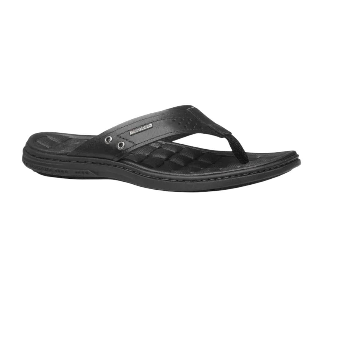 CHINELO PEGADA MASCULINO EM COURO CASUAL 131221-03 PRETO