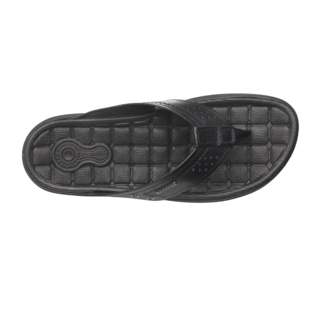 CHINELO PEGADA MASCULINO EM COURO CASUAL 131221-03 PRETO Preto 2
