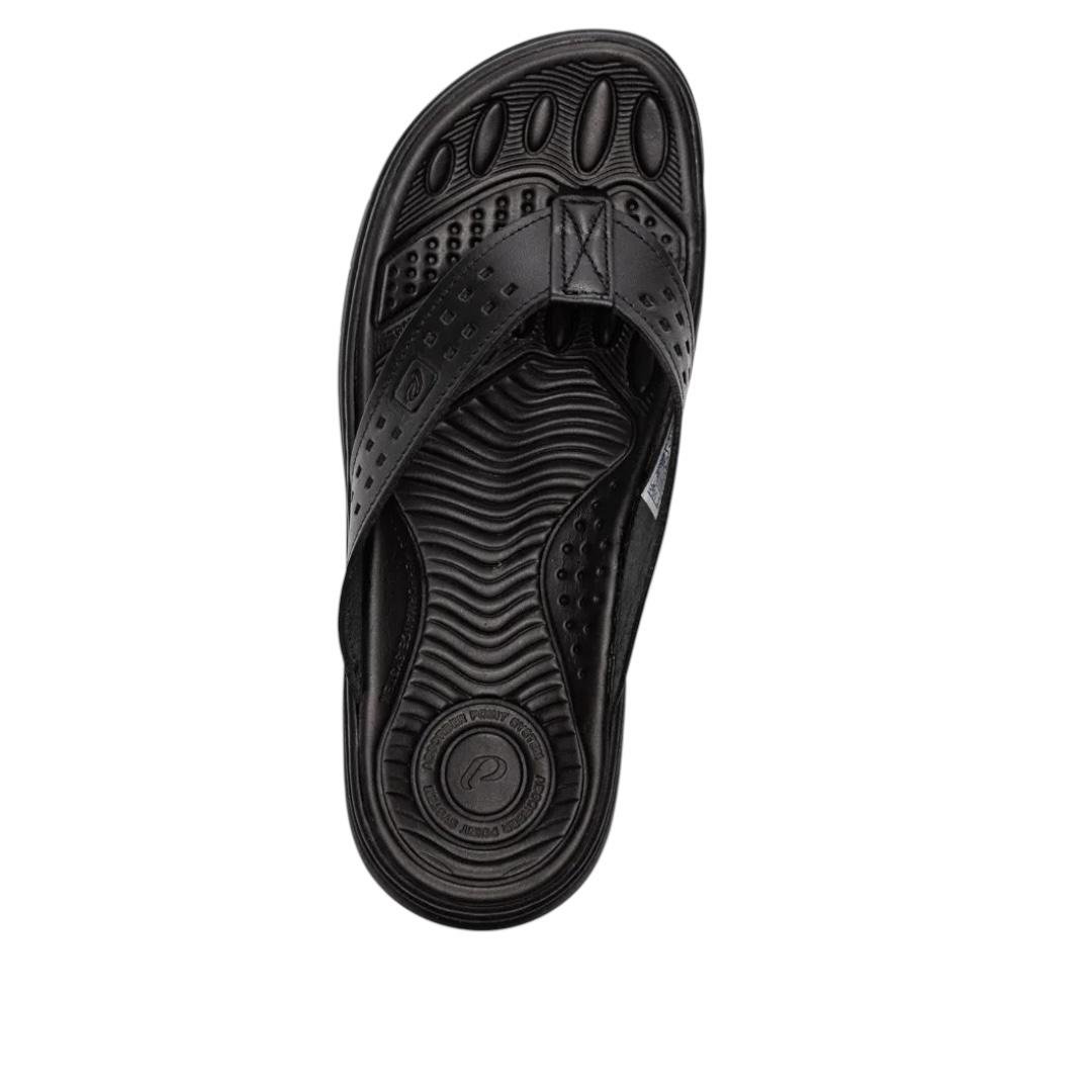 CHINELO PEGADA MASCULINO EM COURO CASUAL 134202-03 PRETO Preto 2