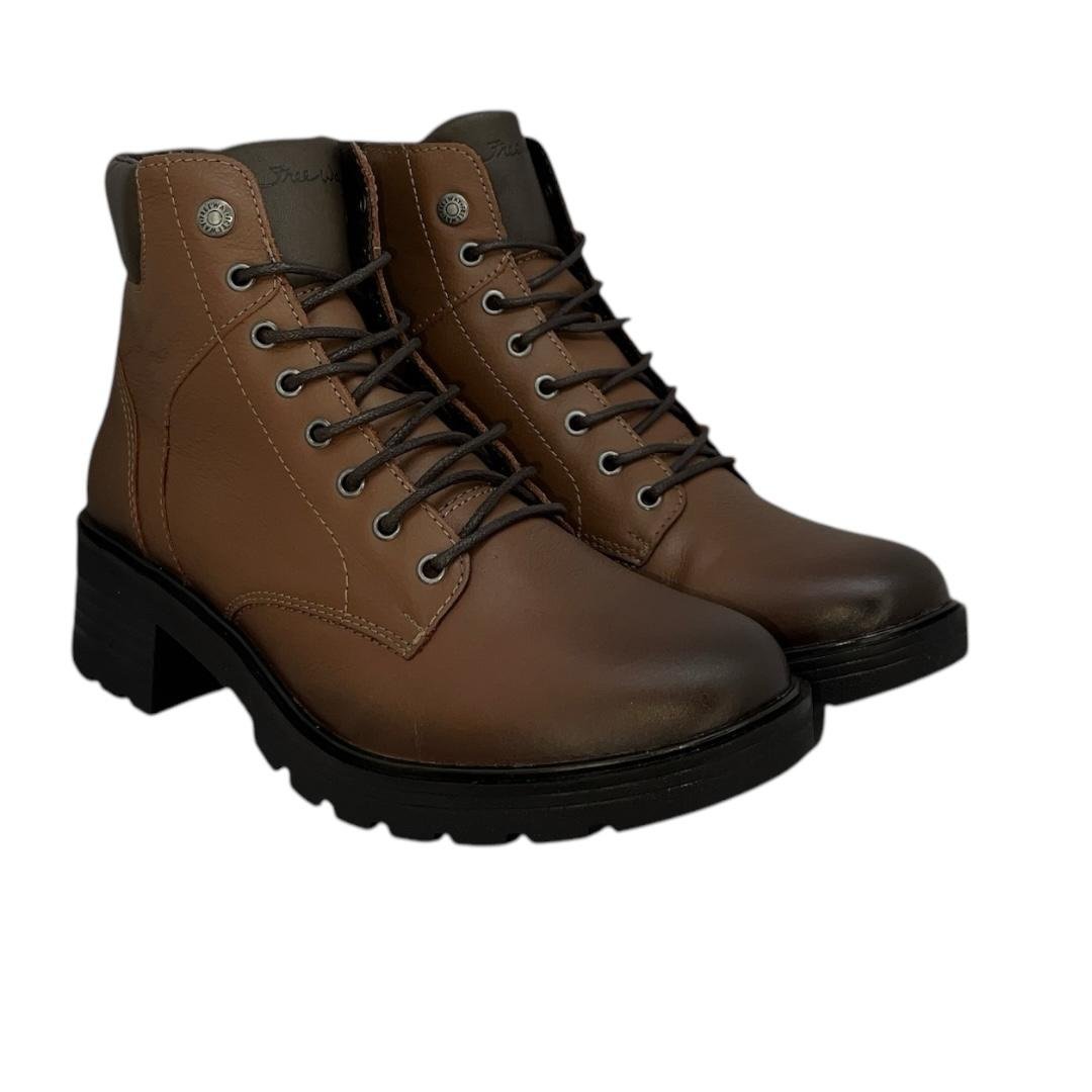 COTURNO FREEWAY FEMININO EM COURO CASUAL ZARA01 3124 MARROM Marrom 3